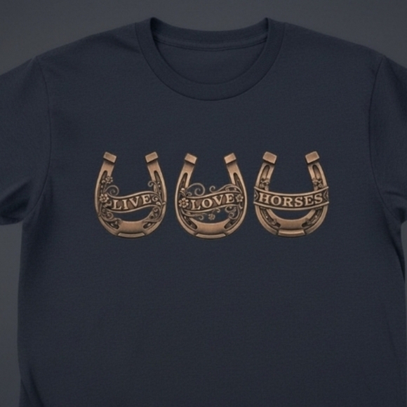 Live Love Horses Tee | Western Floral Horseshoe Shirt | Cowgirl Equestrian Shirt - Picture 15 of 16